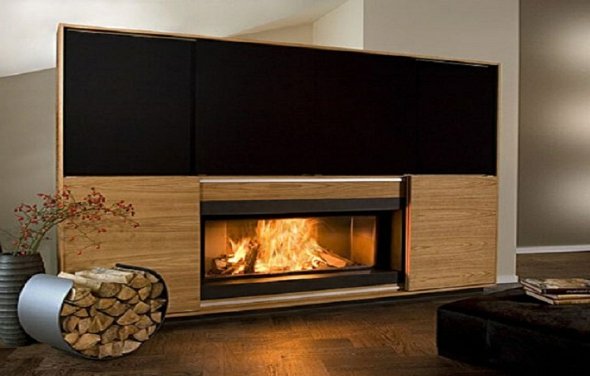 cheminee moderne design en bois